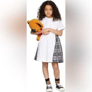 Burberry Kids White Chequerboard Panel Polo Dress